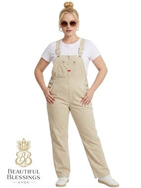 Vintage Y2K Revolt  Beige/Tan/khaki  Women’s Overalls 100% Cotton Size Medium